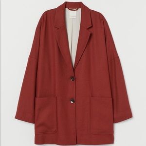 HM Linen Oversized Blazer in Rust